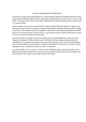 An essay about genetically modified food 1