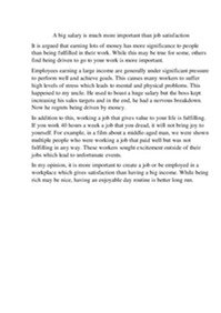 Big salary and job satisfaction essay 1