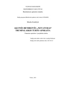 Akcinės bendrovės „Novaturas“ trumpalaikio turto apskaita 1