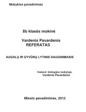Augalų ir gyvūnų lytinis dauginimasis 1