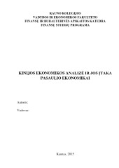 Kinijos ekonomikos analizė ir jos įtaka pasaulio ekonomikai 1