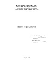 Kredito unijos Lietuvoje referatas 1