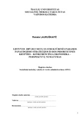 Lietuvos 2007-2013m. ES paramos panaudojimo strategijos. Magistro darbas 2