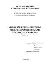 Verslo įdėjų kūrimas. Verslo organizacijų sudarymas 1