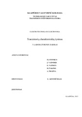Tranzistorių charakteristikų tyrimas laboratorinis darbas 1