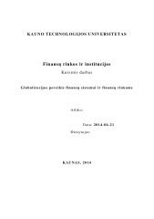 Globalizacijos poveikis finansų sistemai ir finansų rinkoms 1