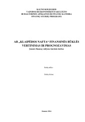 Finansinės būklės vertinimas ir prognozavimas AB „Klaipėdos nafta“ 1