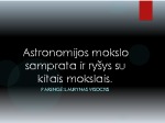 Astronomijos mokslo samprata ir ryšys su kitais mokslais 1