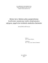 Jūrinio laivo faktinio pilno pasipriešinimo koeficiento nustatymas realios eksploatacijos sąlygose, pagal reiso techninės ataskaitos duomenis 1