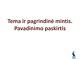 Tema ir pagrindinė mintis Pavadinimo paskirtis