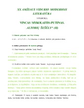 Vincas Mykolaitis - Putinas „Altorių šešėly“ teksto suvokimas 1