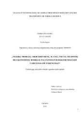Vilkikų modelių techninių bei ekonominių rodiklių palyginimas ir rekomendacijos vairuotojams parengimas 1