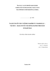 Šaldytos žuvies vežimo maršrutu Marseille – Vilnius – Baranoviči technologinio proceso sudarymas 1