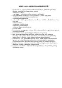 Reklamos skleidimo priemonės bei reklamos privalumai ir trūkumai 2