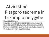 Atvirkštinė Pitagoro teorema ir trikampio nelygybė 1