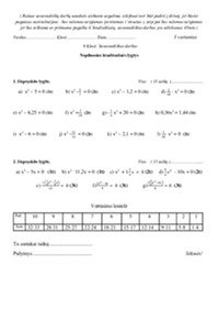 Nepilnosios kvadratinės lygtys 9 klasė 2