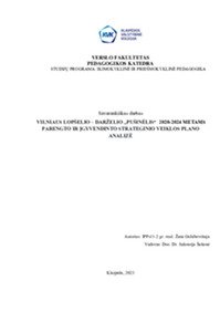 Lopšelio - darželio strateginio plano analizė 1