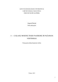 11 – 12 klasių mokinių šokio pasiekimų ir pažangos vertinimas 1