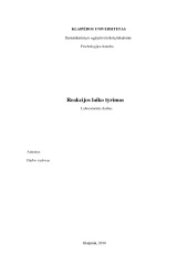 Reakcijos laiko parametrai, reakcijos laiko tyrimas 1