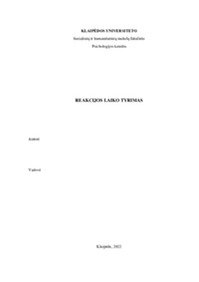 Reakcijos laiko į stimulą tyrimas 1