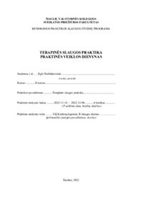 Terapinės slaugos praktikos ataskaita 2