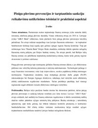 Pinigų plovimo prevencijos ir tarptautinių sankcijų reikalavimų užtikrinimo teisiniai ir praktiniai aspektai 1