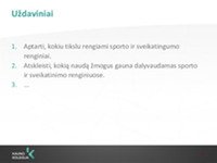 Sporto ir sveikatinimo renginių organizavimas skaidrės 3